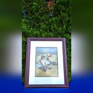 Vintage Mary Cassatt Print of Children at the Beach – Framed Art